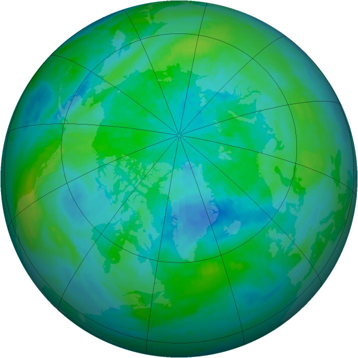 Arctic ozone map for 25 September 1986